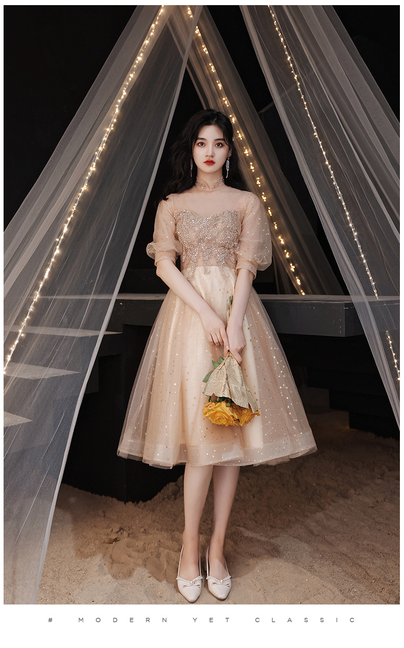 洋装晚礼服女2022新款蓬蓬纱宴会礼服气质名媛显瘦平时可穿礼服裙
