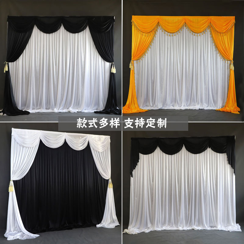 新款白事灵堂幕布黑白葬礼丧事布置背景墙灵棚装饰殡仪馆孝堂布幔