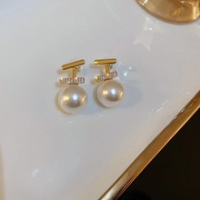 S925银针韩国T形一款两戴珍珠耳环小众轻奢气质优雅设计耳钉耳饰