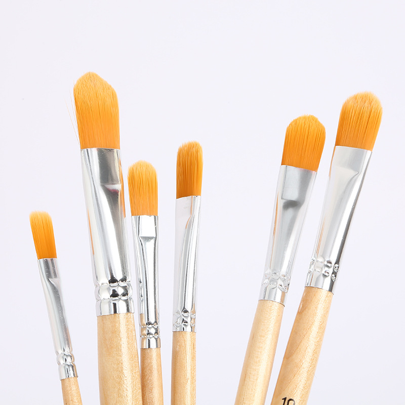 6 Pcs Nail round Nylon Brush Student Only Pen Factory Straight Hair Combination Brush Oil Painting Watercolor Painting Pen Set