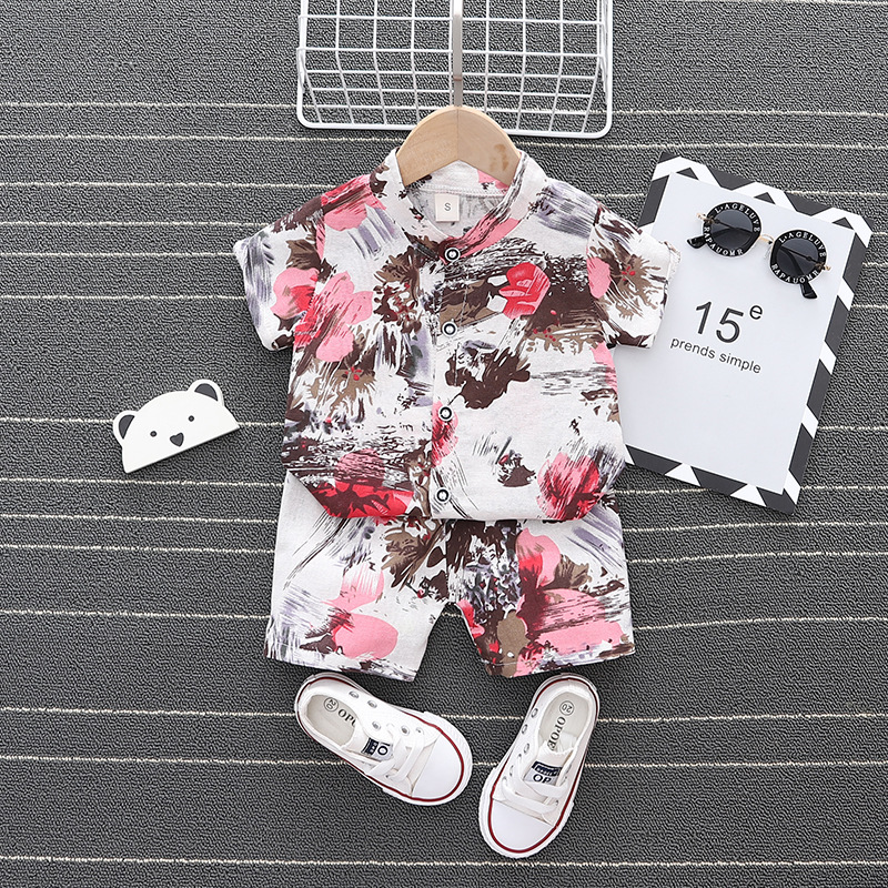 Foreign Trade Wholesale Suit 2024 Summer New Children's Clothing Summer Shirt Short Sleeve Shorts Suit Children's Style