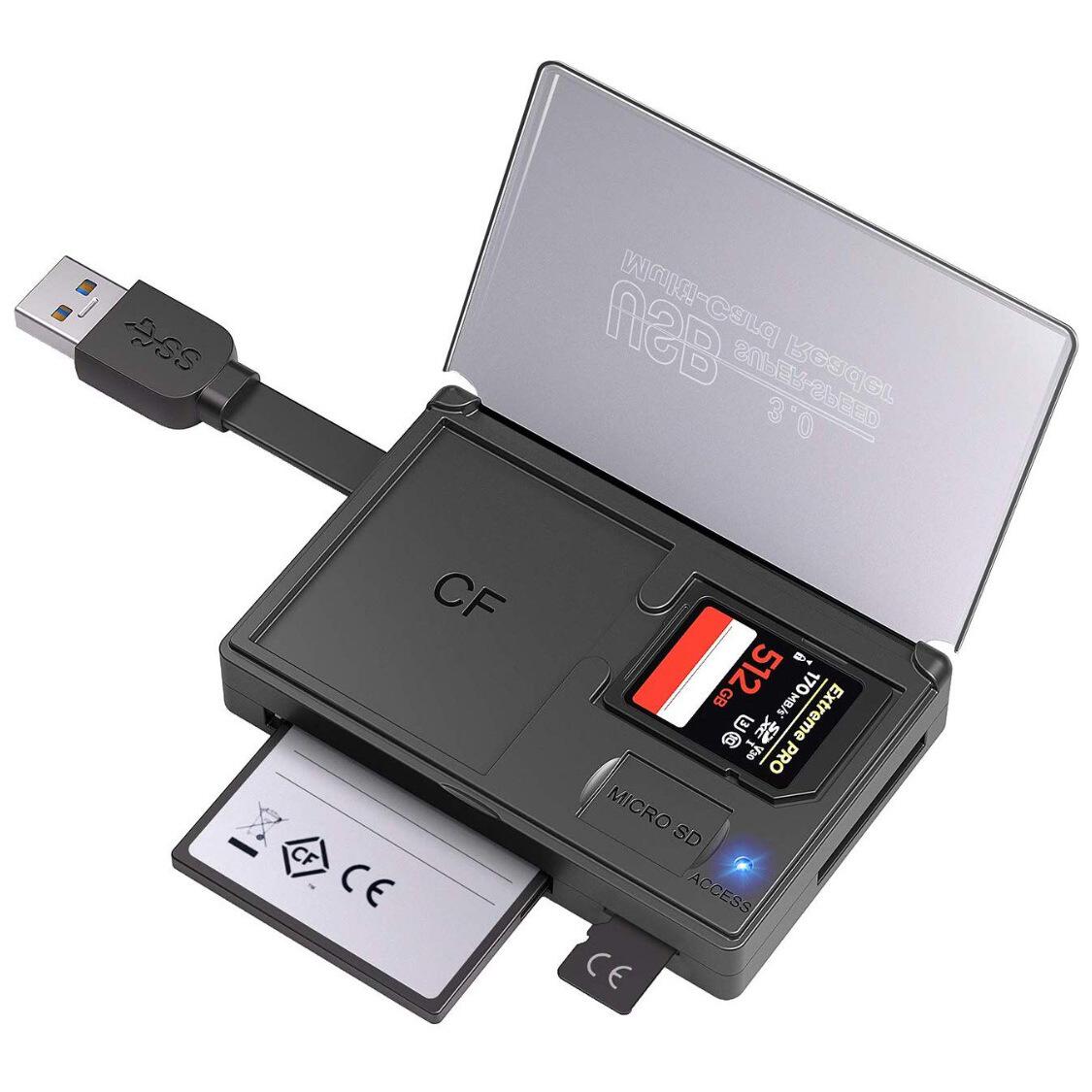 【带卡盒款】usb3.0 读卡器 sd tf cf内置卡盒可随身携带闪存卡