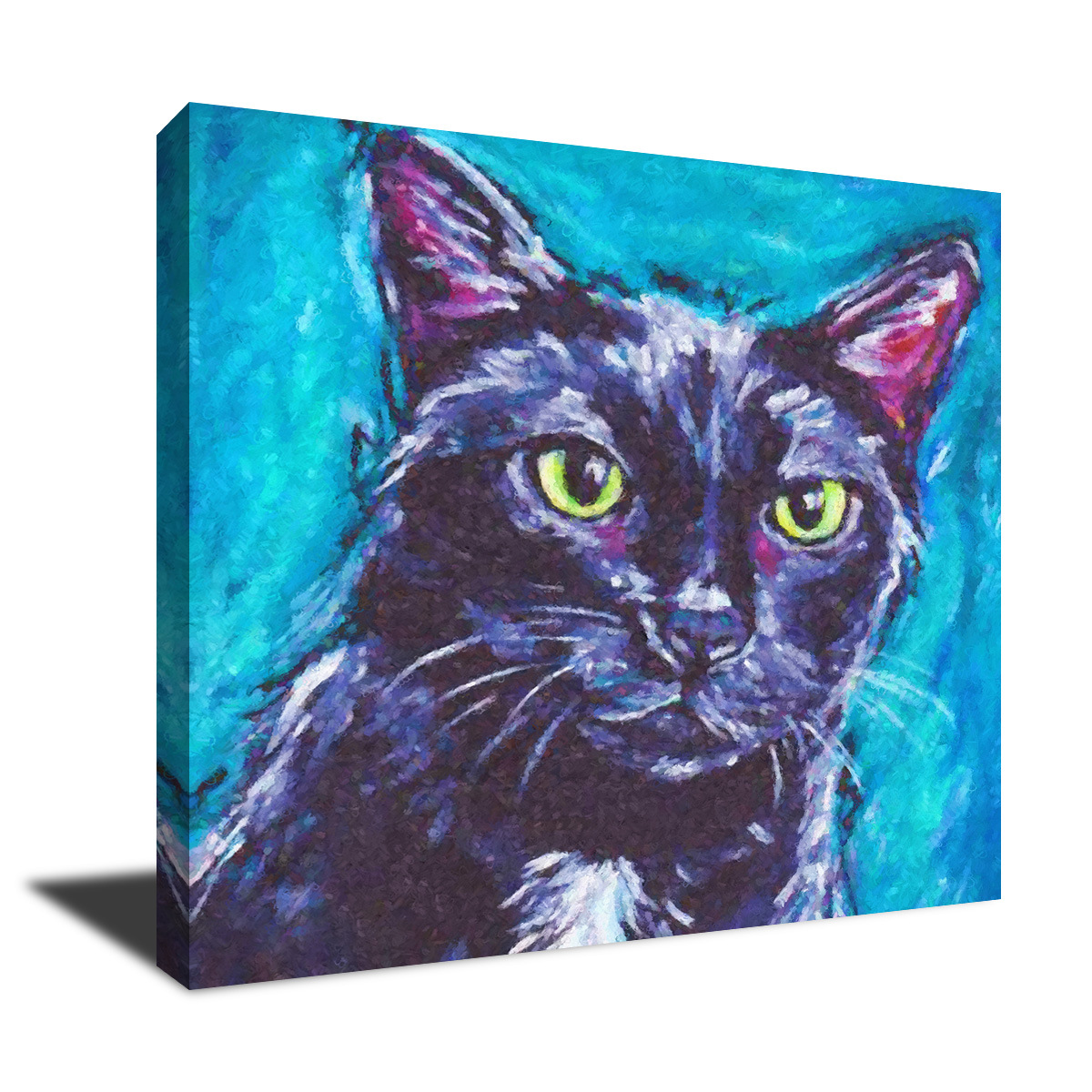 抽象动物宠物猫猫油画海报家居装饰无框帆布画亚马逊一件代发