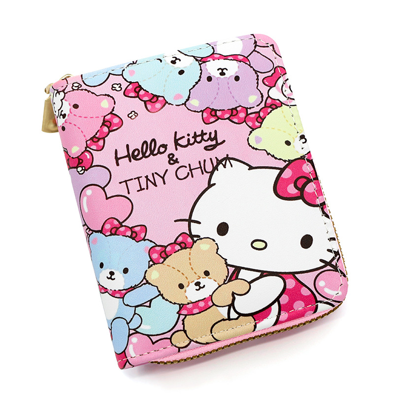 Customized Cute Cartoon Female Student Coin Purse Cartoon Kitty Hello Kitty Short Zipper Wallet Square Portable