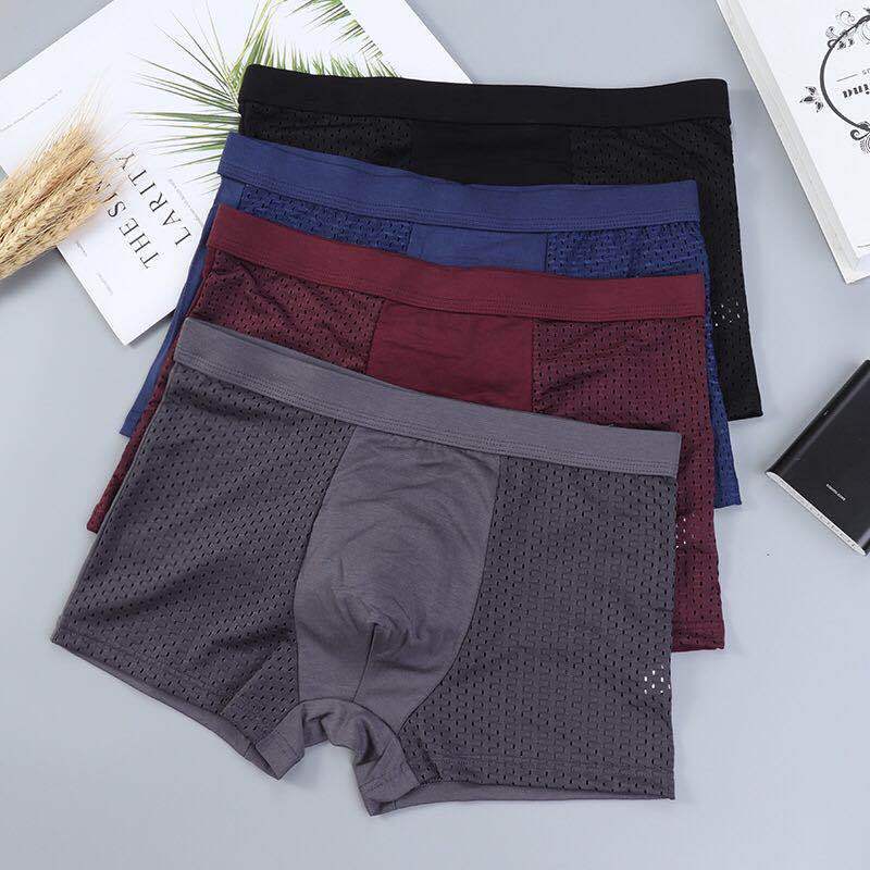Live Hot Summer and Autumn Men's Ice Silk Refreshing Mesh Pants Modal Men's Boxer Briefs Comfortable Breathable Traceless