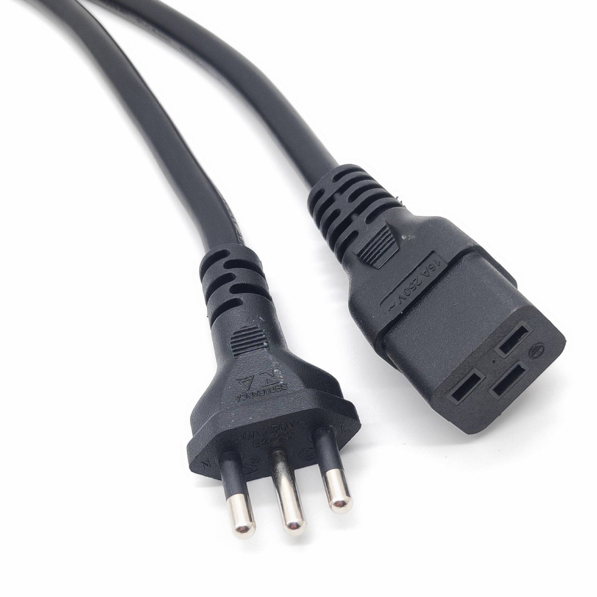 巴西电源线插头20a三极电源插头配16a横向c19品字型电源线