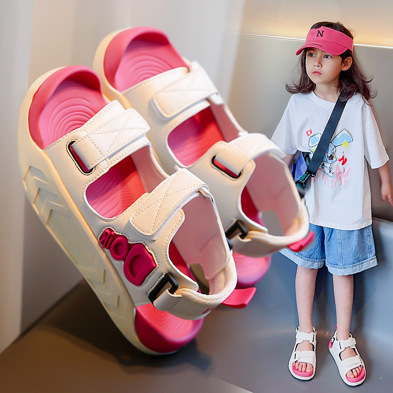 girls‘ sandals summer 2024 new children‘s princess beach shoes girls medium and big children soft bottom non-slip sports sandals