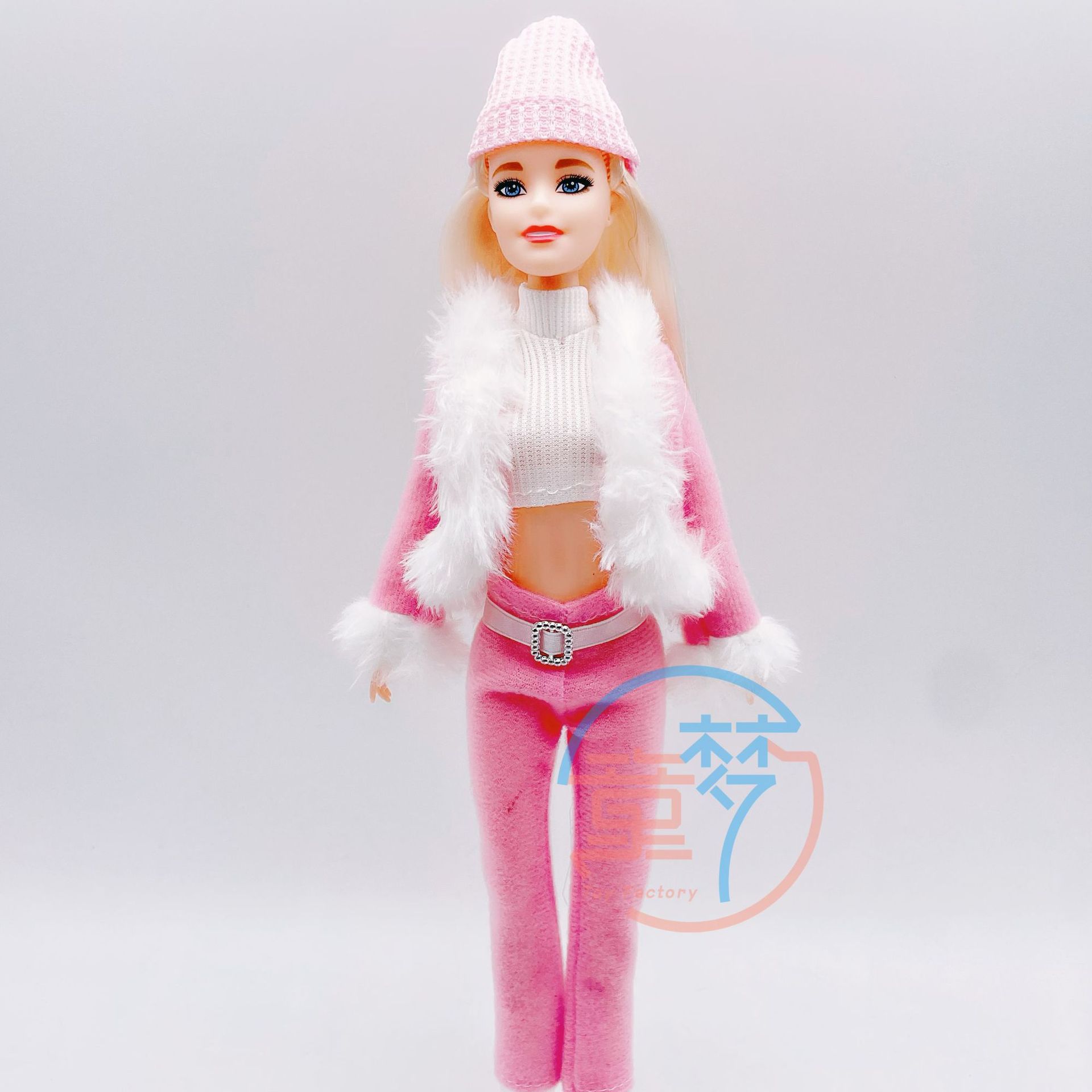 Barbie Doll Skiing Suit Girls Playing House Toy Fur Collar Jacket Pants Hat White Inner Wear