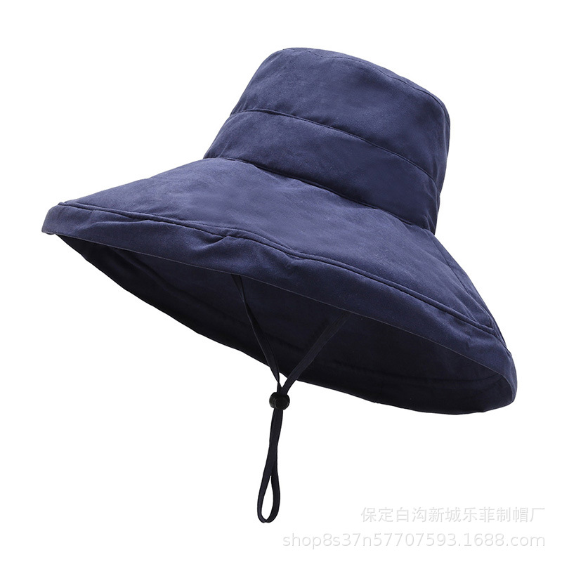 Oversized Brim Sun Hat Summer New Peach Skin Fabric Bucket Hat Female Outdoor Travel Sun Protection Sun Hat Seaside Beach Hat