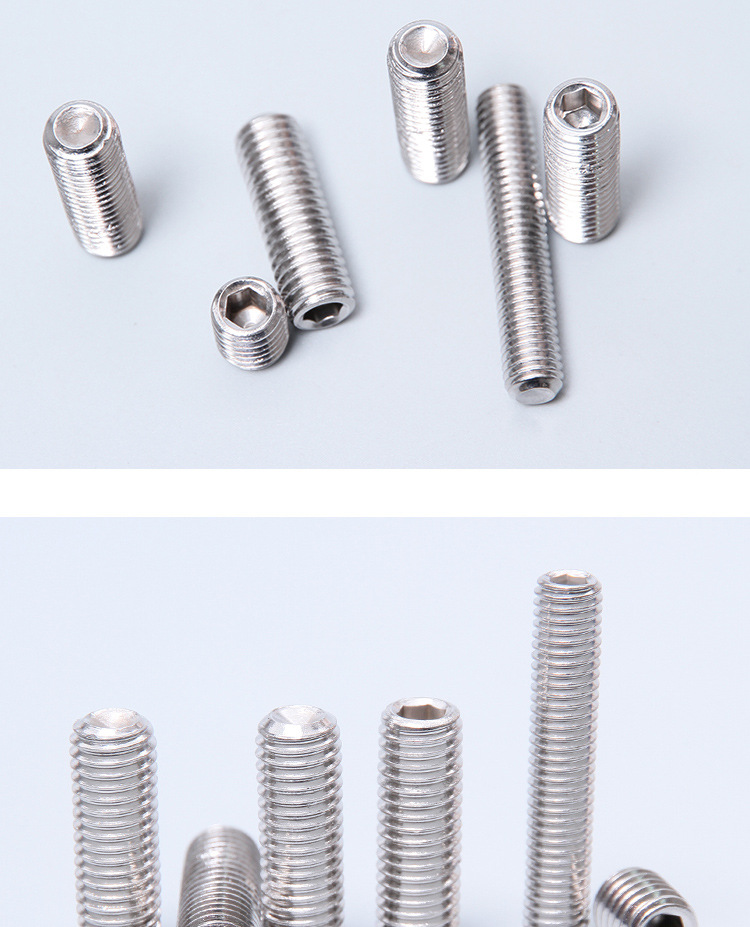 凹端紧定螺丝304不锈钢机米顶丝止付螺丝m2-m16六角无头机米螺钉