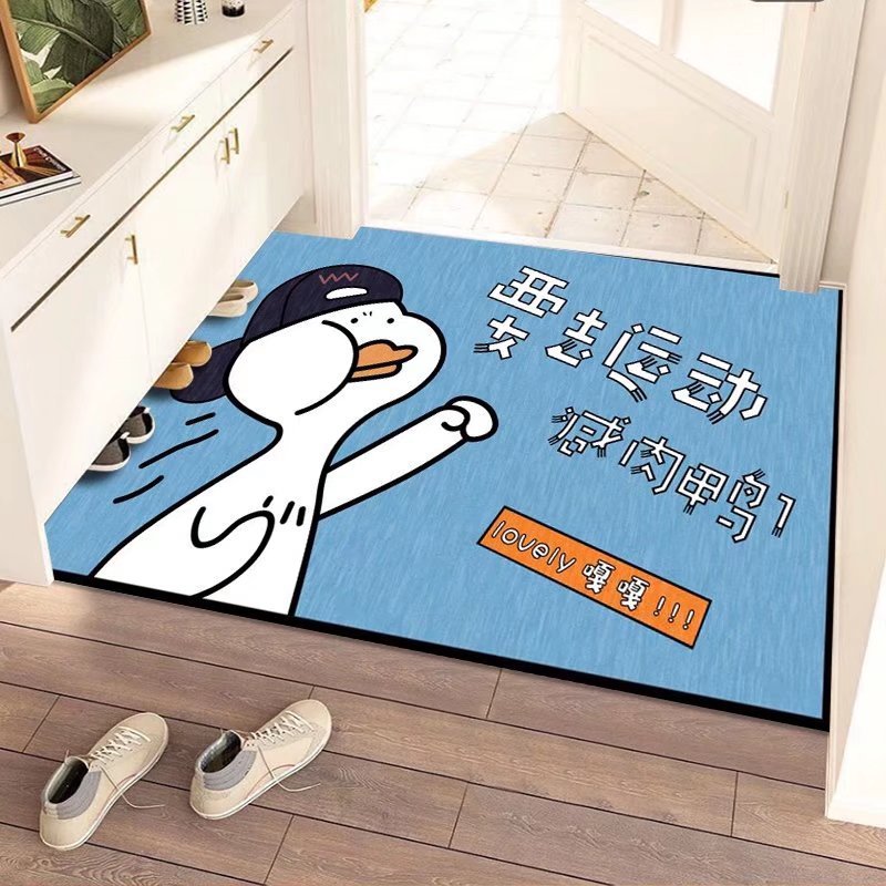 PVC Loop Floor Mat Cartoon Style Duck Cute Household Entry Door Entrance Foot Mat Thickened Non-Slip PVC Carpet Mat