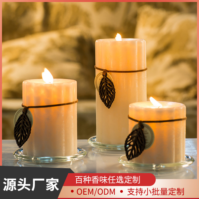Ice Mist Gear Cylindrical Aromatherapy Candle Modeling Wax Home Church Wedding Fragrance Pillar Candle Emergency Candle Factory Wholesale