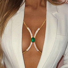 亚马逊时尚热销配饰 方形宝石水钻胸托 性感比基尼身体链chain 05