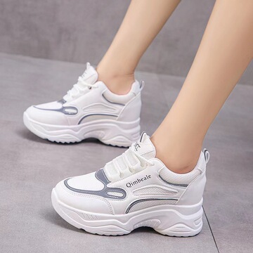 透气春夏新款隐形内增高老爹鞋女款时尚休闲鞋双网软底6cm潮-阿里巴巴