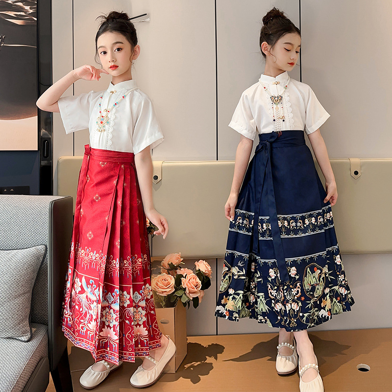 马面裙女童汉服改良套装古风套装夏天女孩中国风古装明制儿童夏款