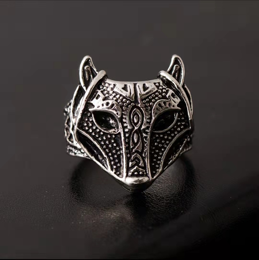 个性复古超酷防身戒子时尚霸气潮男狼头戒指 冰原狼铸造钛钢指环