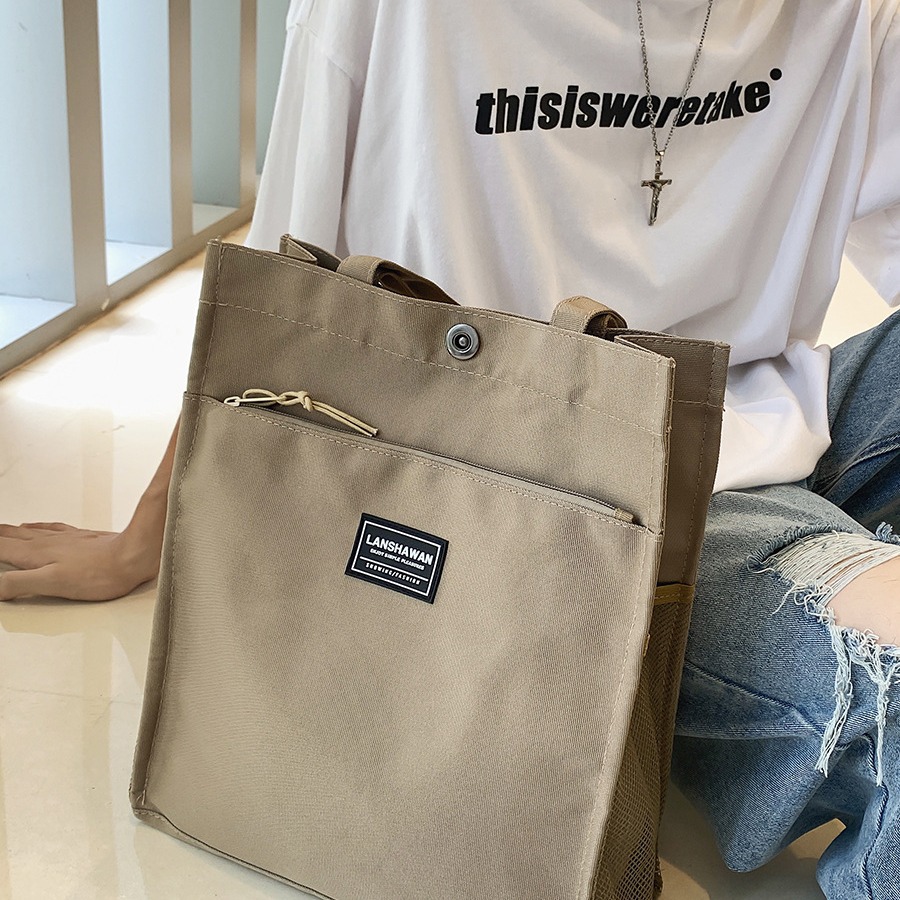 男士手提包休闲简约帆布包男款通勤托特手提袋单肩包大容量文件包