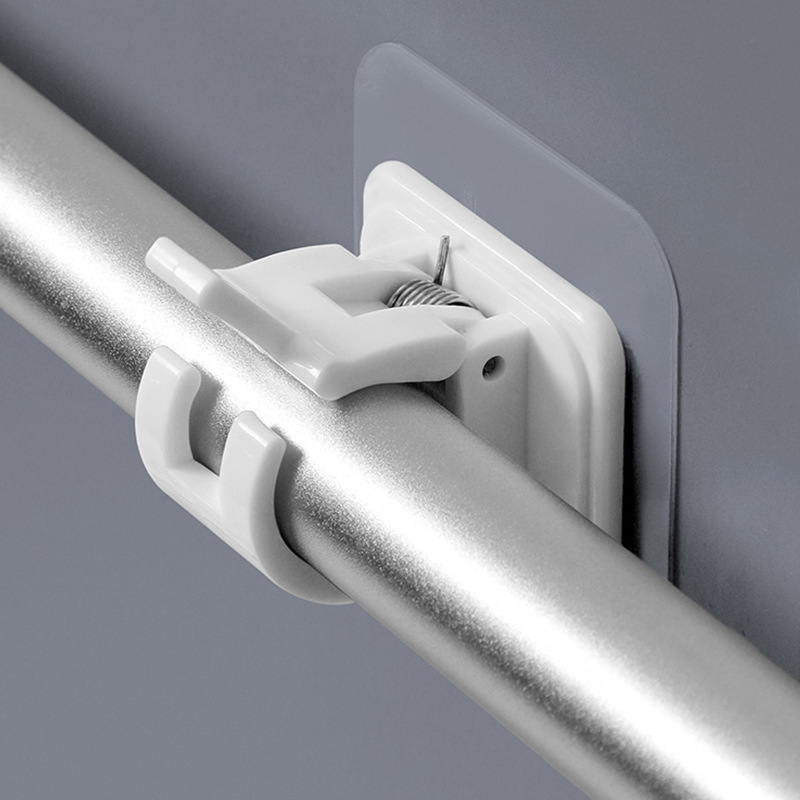 批发帘杆挂钩挂勾门帘免打孔毛巾杆窗帘杆固定夹墙面粘钩窗帘杆