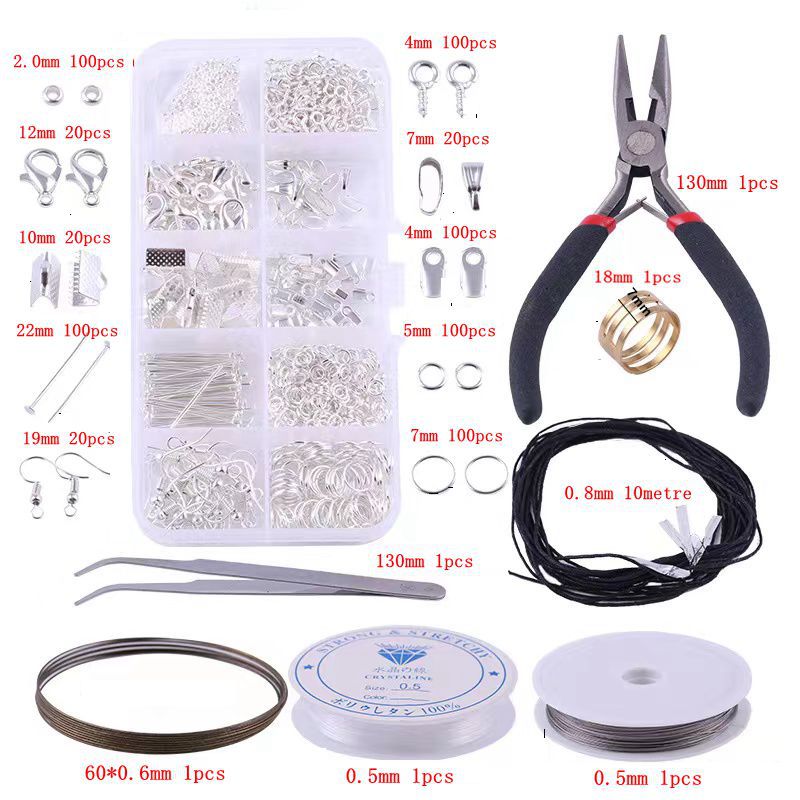 Cross-Border Hot Selling DIY Ornament Accessories Set Box Lobster Buckle Broken Ring Oval Buckle Ball Plunger Beading Tools Set