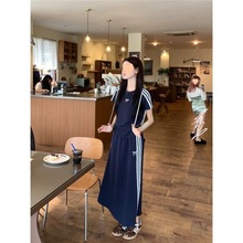 韩系套装女夏季蝴蝶结刺绣条纹短袖恤运动高腰半身裙休闲两件套