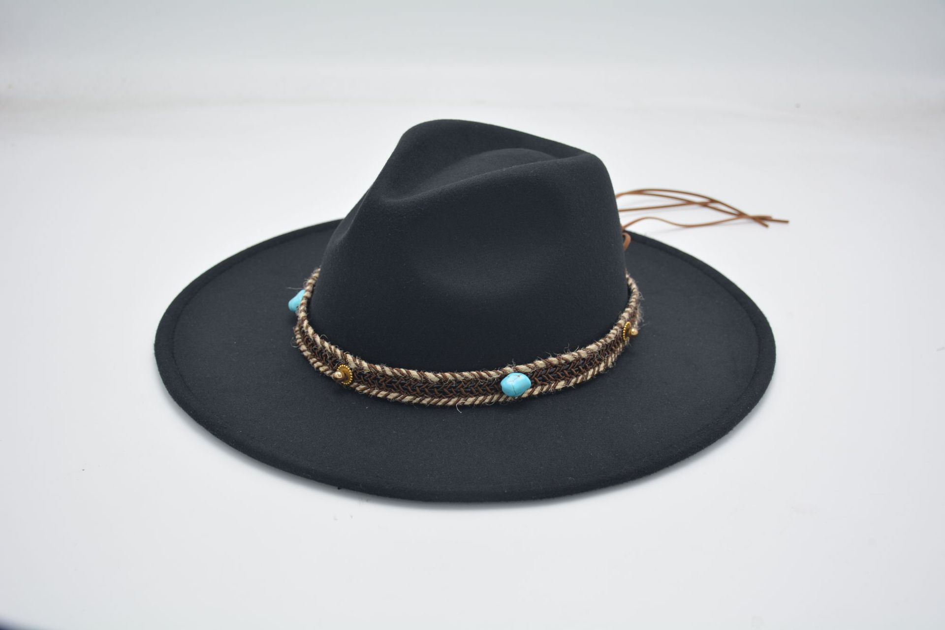 女士高档爵士仿毡帽 全涤单面呢涤纶毡帽 厂家直销可预定