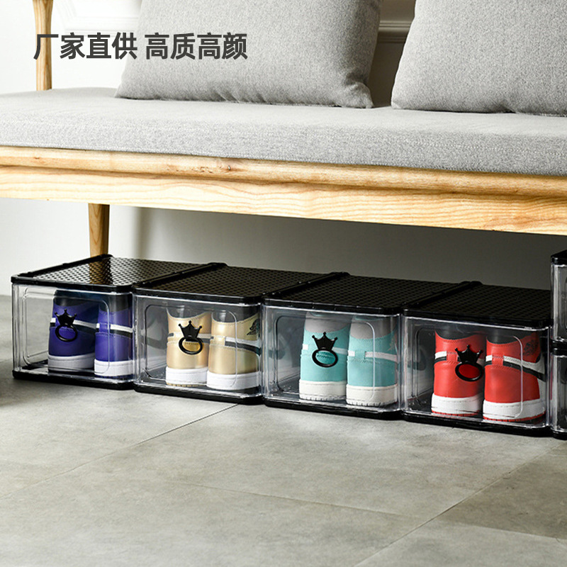 Plastic Dustproof Shoe Box Japanese Thick Transparent Shoe Box Pp Stackable Folding Shoe Cabinet Shoes Storage Box 0337