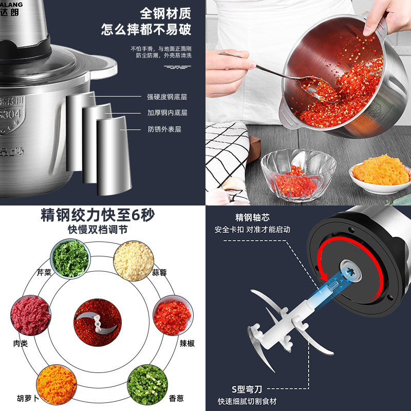 Factory Stainless Steel British Standard Meat Grinder 110V Small Household Appliances Multi-Purpose Meat Chopper Kitchen Cooking Mixer Vegetable-Cutting Machine