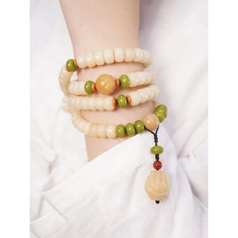 8*108白玉菩提精雕珠莲花文玩手链女饰品批发-阿里巴巴