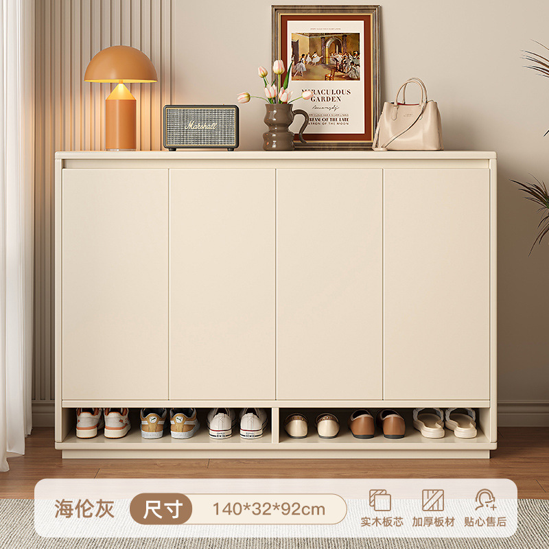 Cream Style Solid Wood Shoe Cabinet Home Doorway 2023 New Popular Home Entrance Cabinet Integrated Storage Locker