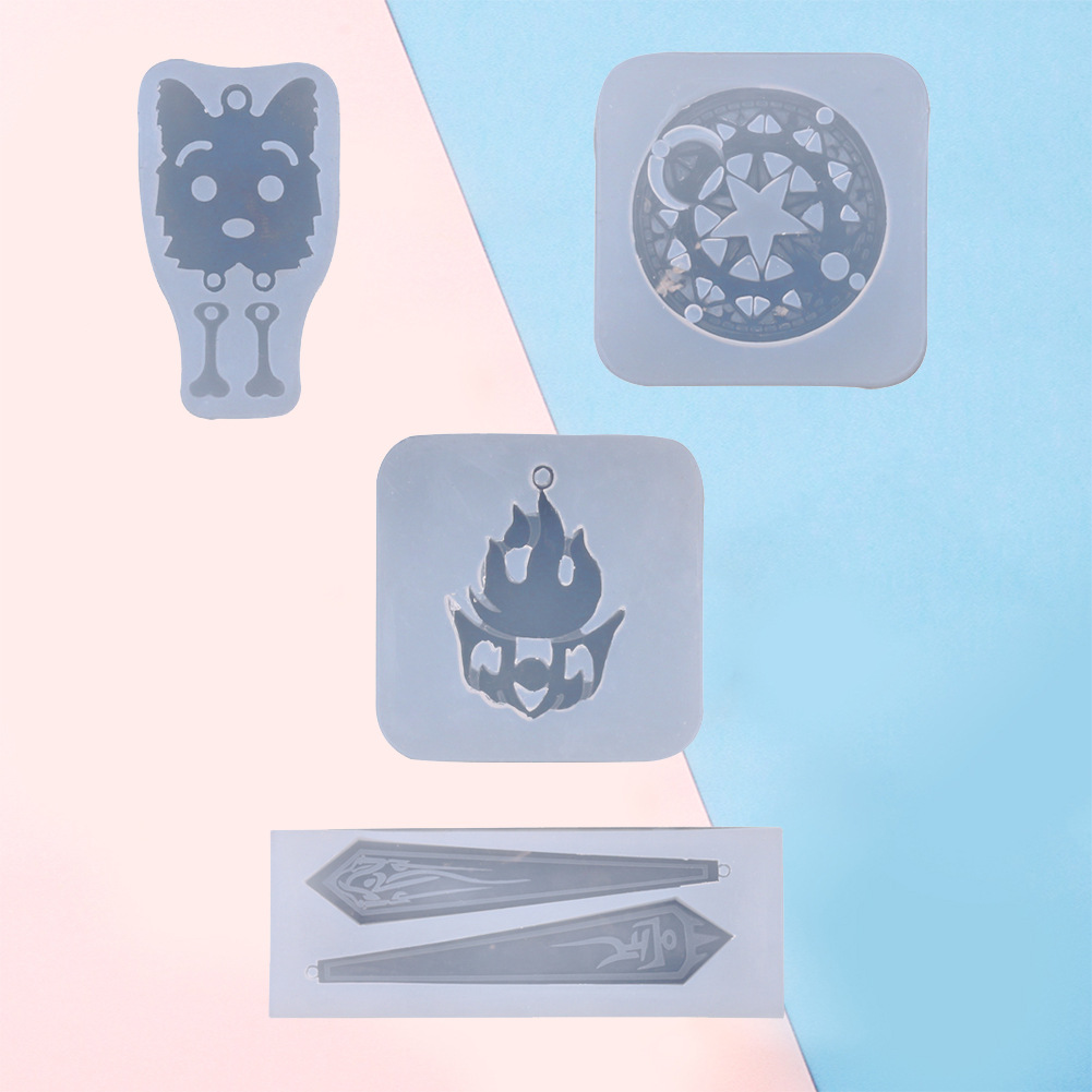 diy卡通滴胶模具 卡通狗狗骨头小樱魔法阵令牌吊坠挂件硅胶模具