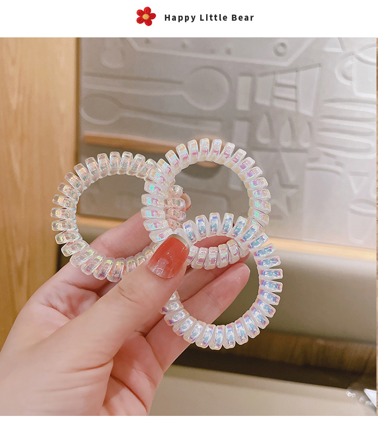 镭射人鱼姬电话线发圈女韩国个性简约基础百搭款发绳无痕发饰