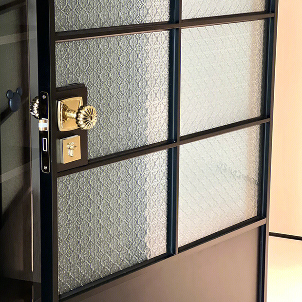 潮盛定制极窄复古老钢窗门铝合金卫生间隔断浴室平开海棠玻璃法式