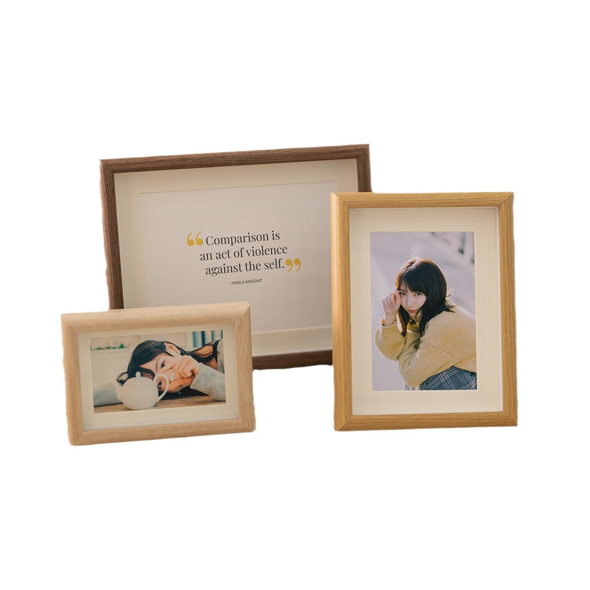 Empty Frame Hollow Decoration Table No Content Empty Photo Frame 8-Inch Wooden Photo Frame Can Be Placed Photo Calligraphy and Painting Wood Color Wooden Frame