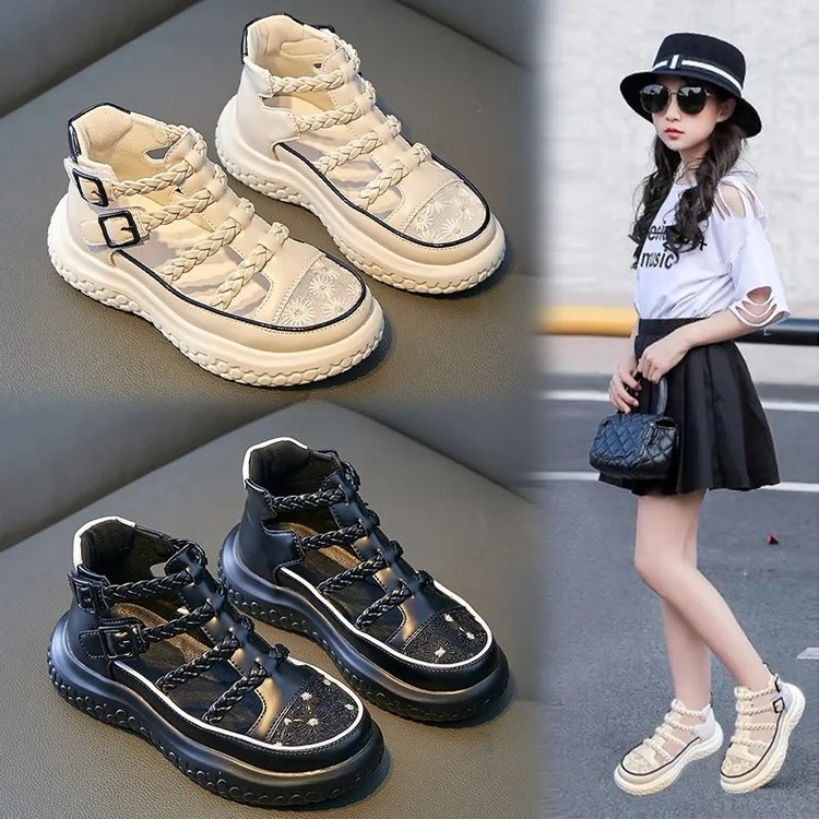 女童凉鞋夏款2024新款时尚儿童女孩运动包头凉鞋中大童学生镂空鞋