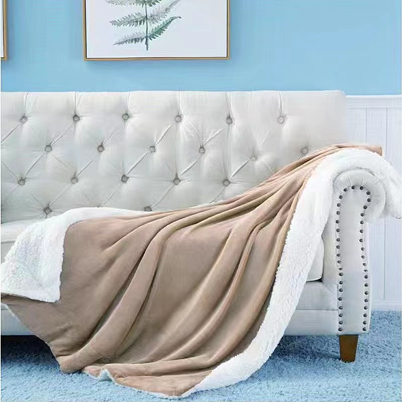 Textile Thickened Warm Double-Layer Flannel Lambswool Combination Felt Cotton Flannel Blanket Air Conditioning Blanket Customized