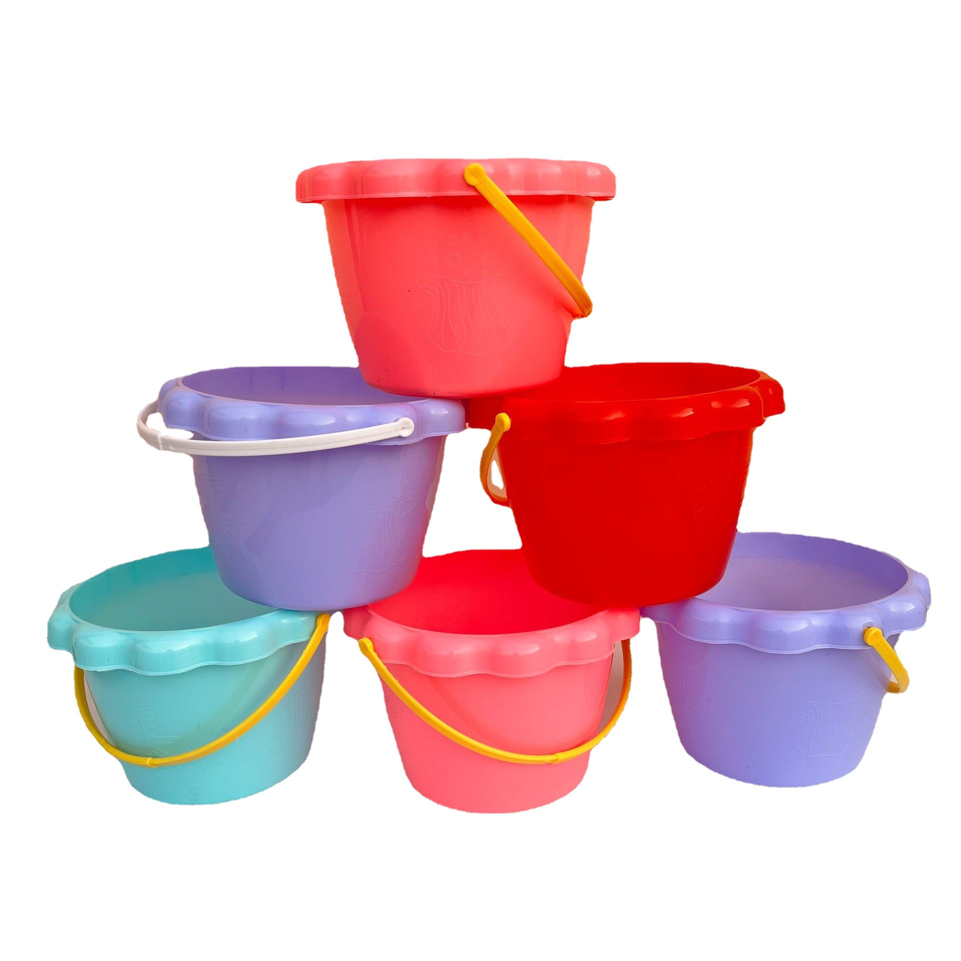 玩具水桶儿童戏水沙滩玩具小水桶捞金鱼材料塑料小桶子迷你钓鱼桶
