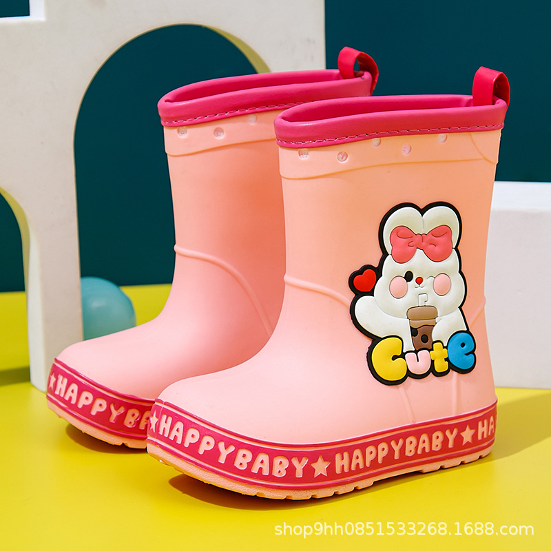 Hello Kitty Children's Rain Boots Baby Cute Rain Boots Girls Rain Shoes Waterproof Toddler Children Primary School Students Non-Slip Rubber Shoes