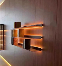 铝合金发光层板LED置物架收纳壁挂墙展示L型搁板书架带灯金属隔板