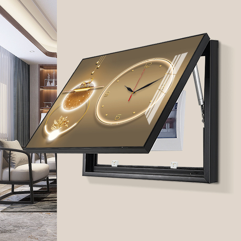 电表箱装饰画带钟表配电箱遮挡箱墙画客厅家用电源电闸免打孔挂画