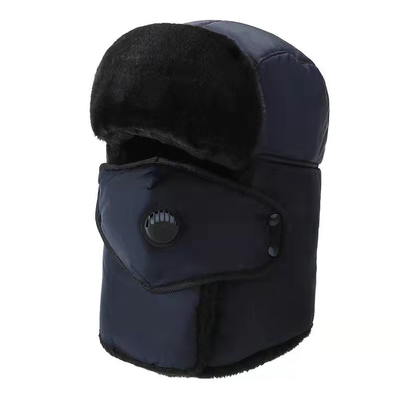 Winter Men's and Women's Ushanka Long Winter Hat Ear Protection plus Velvet Imitation Rabbit Fur Mask One-Piece Hat Warm Wind Proof Net Red Style