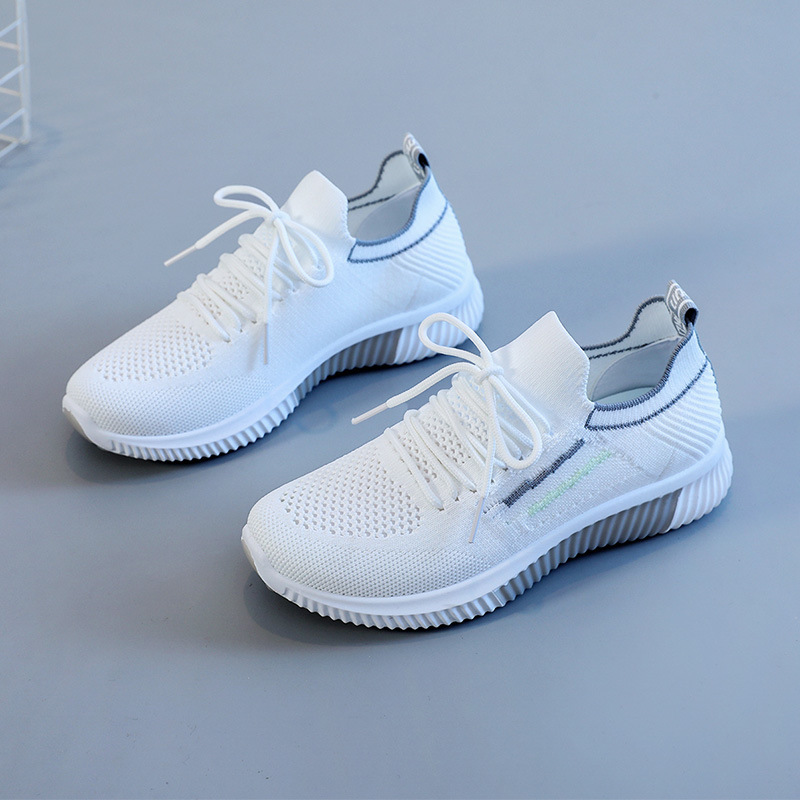 Foreign Trade Women's Shoes 2023 New Cross-Border Flying Woven Shoes Sports and Leisure Breathable Shoes Women's Soft Bottom Stylish Mom Shoes