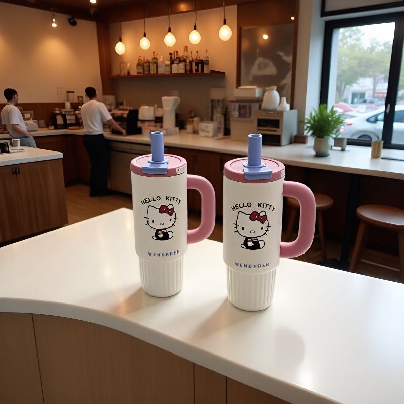 新款巨无霸大容量保温杯保冷冰霸杯高颜值带手柄吸管办公室水杯子