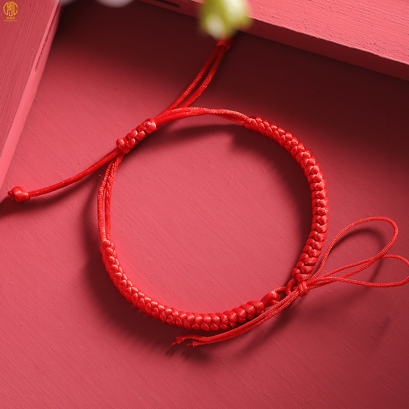 Wearable 3d Hard Gold Bead Red Rope Diy Beaded Hand Woven Hand Rope Bracelets for Men and Women Hand Rope