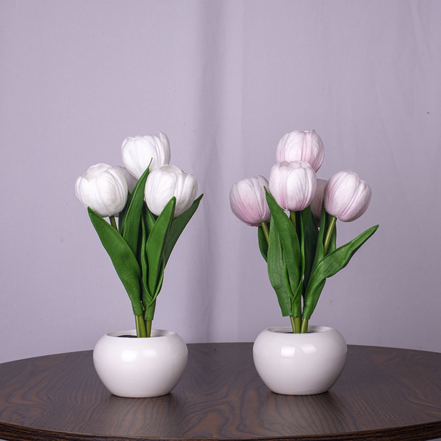 led郁金香小夜灯卧室床头睡眠灯网红拍照氛围感装饰台灯礼物女生