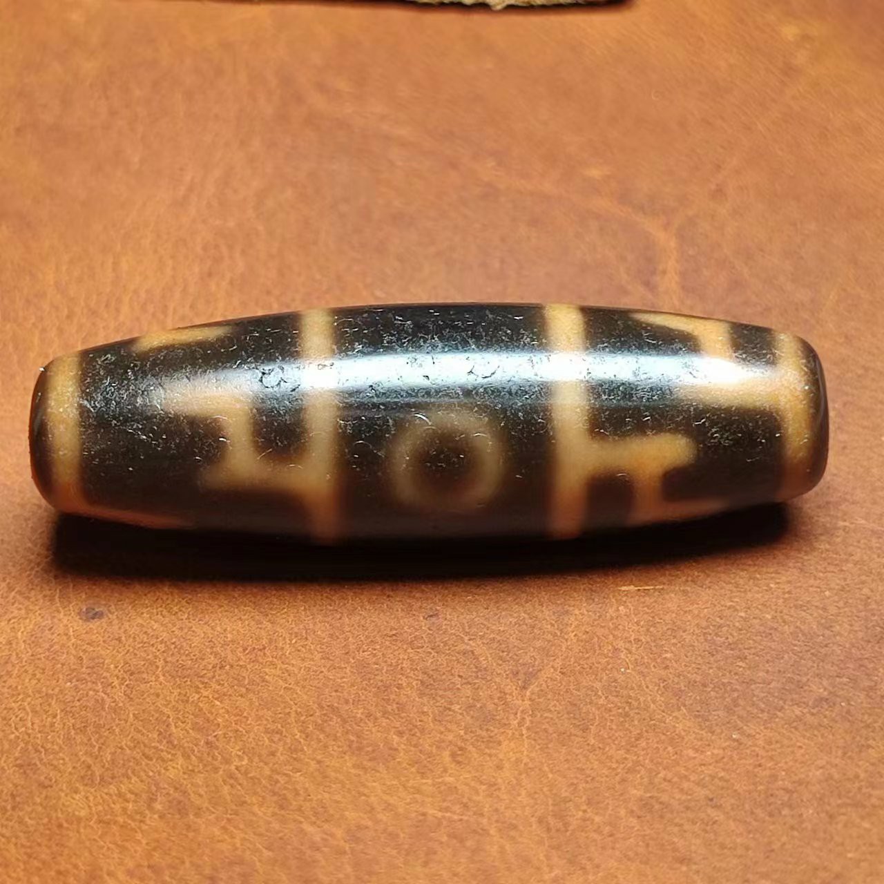 十字平安佛三四七九眼金刚杵莲师法器水纹玛瑙天珠风化牙黄黑金西