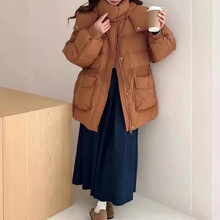 2024年冬季新款收腰羽绒服女中长款韩版连帽加厚保暖白鸭绒外套潮