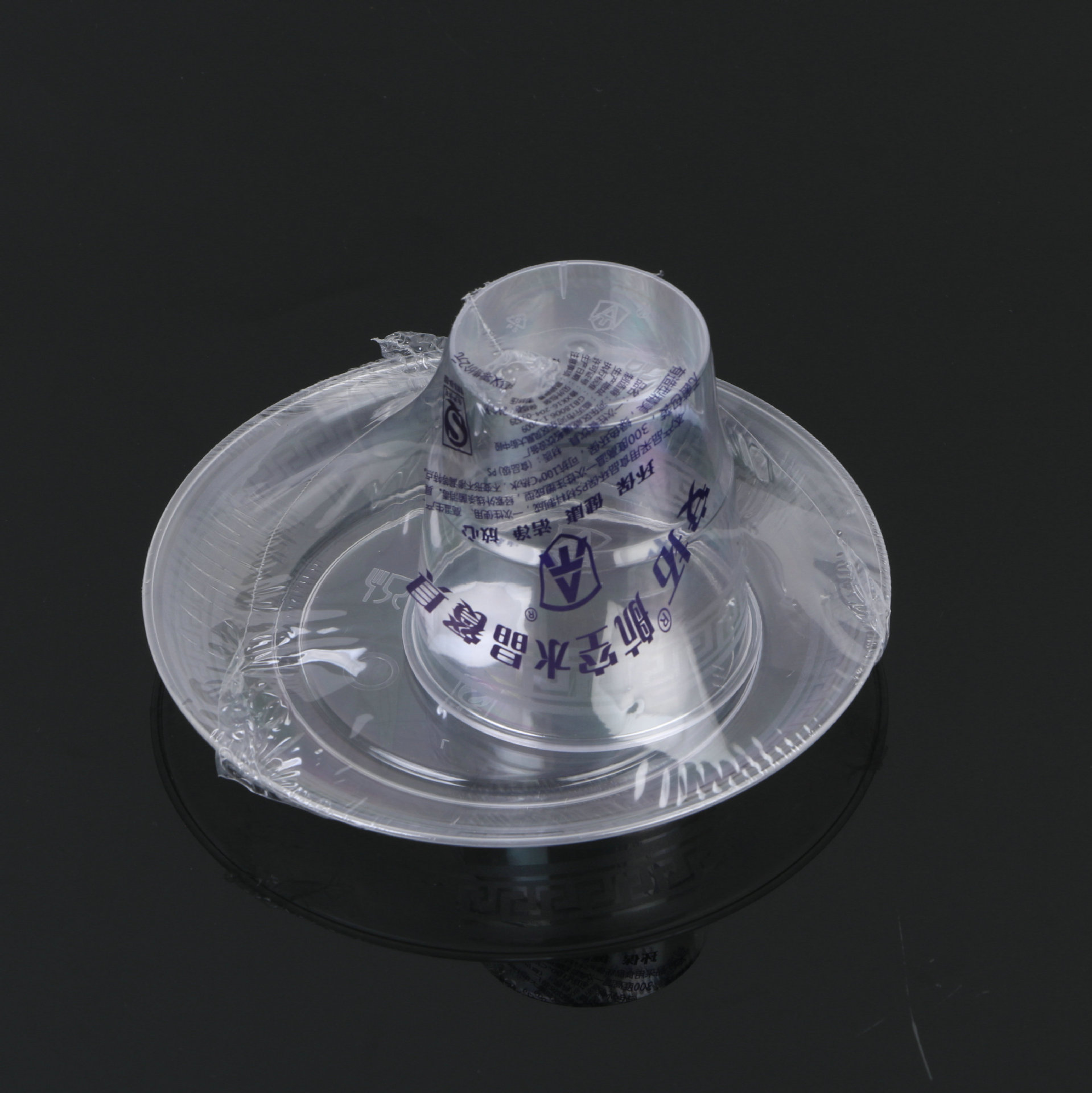 水晶餐具独立包装一次性两件套酒店餐具野餐烧烤宴席塑料碟杯套装