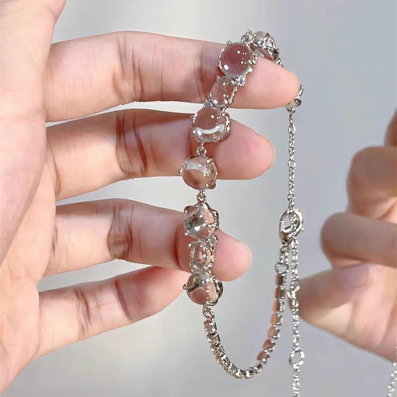 Crystal Transparent Bead Bracelet Clear Cold Wind Special-Interest Design Xiaohongshu Same Style All-Matching Girlish Summer 2022 New