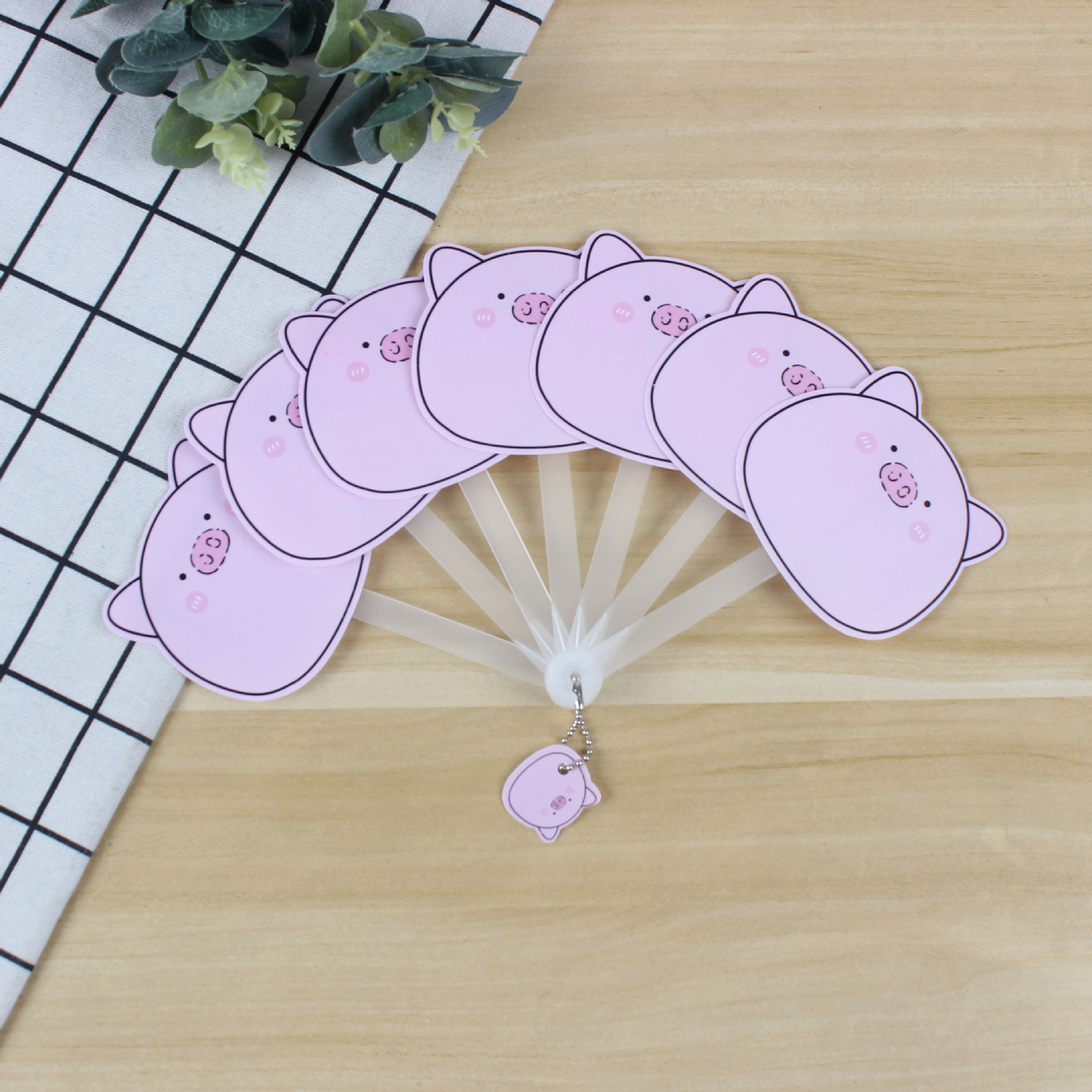 广告扇厂家直供可爱卡通七折扇儿童手摇pp塑料广告扇来图印logo