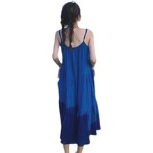 沙滩裙法式克莱茵蓝吊带裙海边度假夏显瘦小个子长裙旅游沙滩裙子